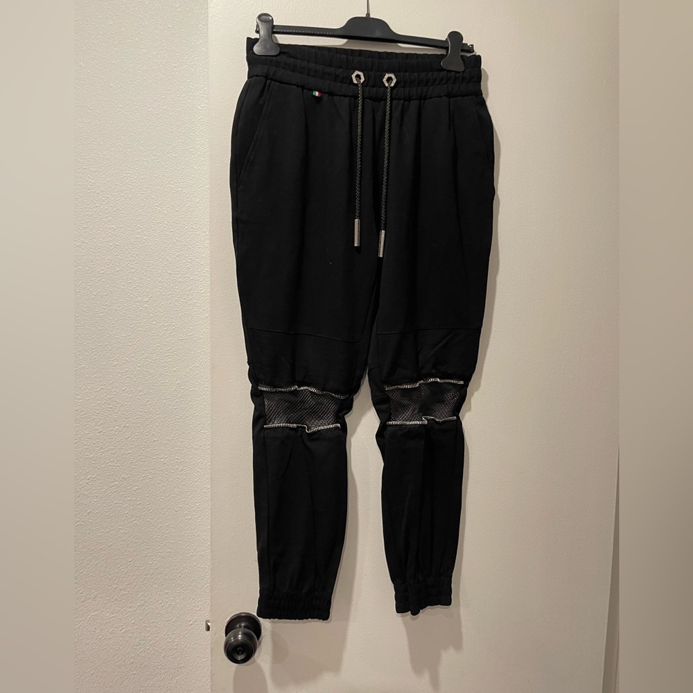 Philipp Plein Black Joggers with Mesh Detail‎